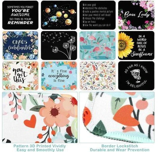 Alt view image 6 of 6 - 12 Pcs Inspirational Mouse Pad Bulk Fun Floral Mouse Pad with Motivational Quotes Square Non Slip Rubber Mousepad for Desk Office Home Laptop Computer