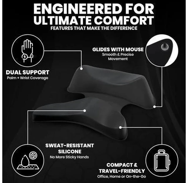 Alt view image 5 of 7 - Ergonomic Wrist Rest for Mouse - Desk Mouse Pad Wrist Support Smooth-Glide Comfortable Curved Design for Gaming Office or Home Use - Black
