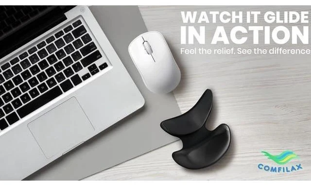 Alt view image 7 of 7 - Ergonomic Wrist Rest for Mouse - Desk Mouse Pad Wrist Support Smooth-Glide Comfortable Curved Design for Gaming Office or Home Use - Black