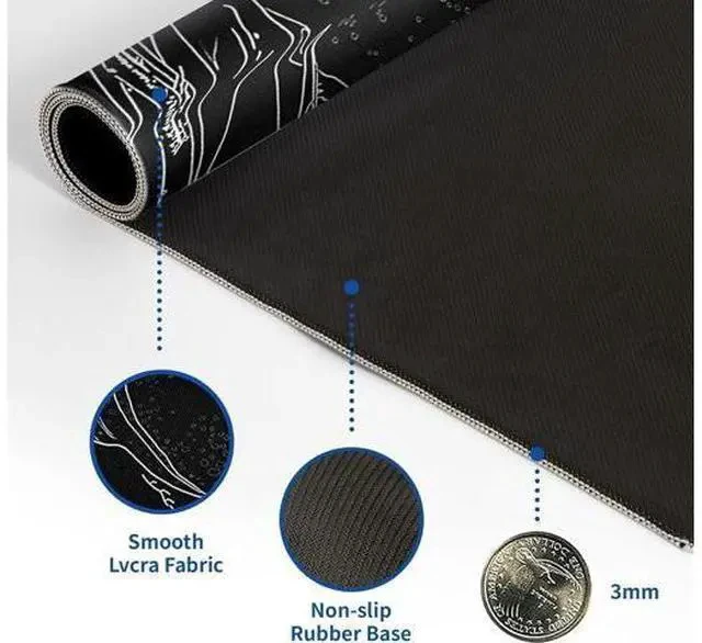 Alt view image 5 of 7 - Japanese Gaming Mouse Pad Abstract Black Mouse Pad 31.5x11.8 Inch Black Sea Wave Texture Non-Slip Rubber Base Large Ocean Mousepad Stitched Edges Keyboard Mouse Mat Desk Pad for Office and Home