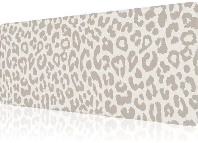 Main image of Large Mouse Pad Gaming Mousepad XL Beige Leopard Print Desk Mat Mouse Pad Long 31.5x11.8 in Extended Big Cute Mousepad Waterproof Desk Pad with Non-Slip Base and Stitched Edges for Computer Keyboard