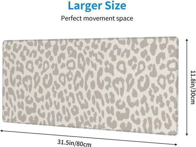 Alt view image 3 of 7 - Large Mouse Pad Gaming Mousepad XL Beige Leopard Print Desk Mat Mouse Pad Long 31.5x11.8 in Extended Big Cute Mousepad Waterproof Desk Pad with Non-Slip Base and Stitched Edges for Computer Keyboard