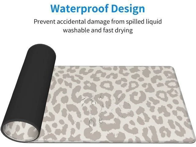 Alt view image 6 of 7 - Large Mouse Pad Gaming Mousepad XL Beige Leopard Print Desk Mat Mouse Pad Long 31.5x11.8 in Extended Big Cute Mousepad Waterproof Desk Pad with Non-Slip Base and Stitched Edges for Computer Keyboard