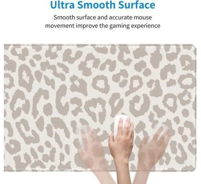 Alt view image 5 of 7 - Large Mouse Pad Gaming Mousepad XL Beige Leopard Print Desk Mat Mouse Pad Long 31.5x11.8 in Extended Big Cute Mousepad Waterproof Desk Pad with Non-Slip Base and Stitched Edges for Computer Keyboard