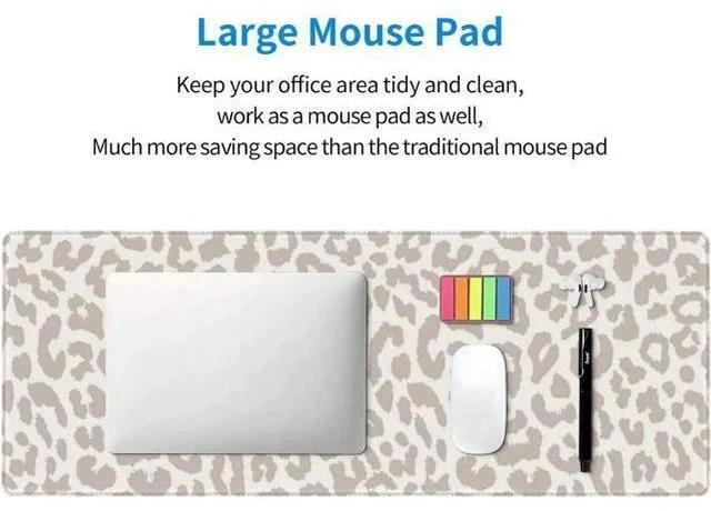 Alt view image 7 of 7 - Large Mouse Pad Gaming Mousepad XL Beige Leopard Print Desk Mat Mouse Pad Long 31.5x11.8 in Extended Big Cute Mousepad Waterproof Desk Pad with Non-Slip Base and Stitched Edges for Computer Keyboard