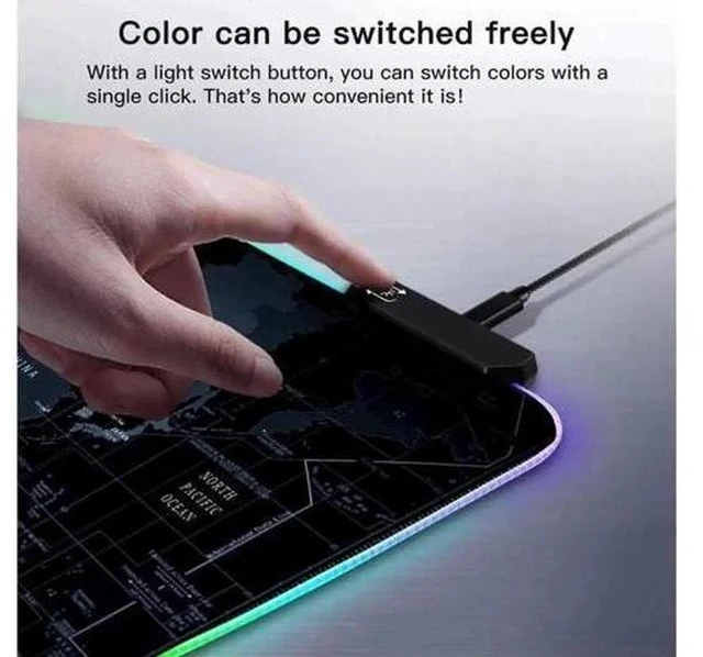 Alt view image 4 of 7 - JVFYI Extended RGB Gaming Mouse Pad Extra Large Gaming Mouse Mat for Gamer Waterproof Office DEST Mat with 10 Lighting Mode for PC Computer RGB Keyboard Mouse - 31.5Inch x 15Inch x 4mm(Map)