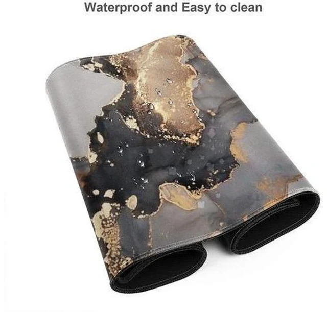 Alt view image 4 of 5 - Black White Ink Marble Art Painting Gaming Mouse Pad, Long Extended XL Mousepad Desk Pad, Large Rubber Mice Pads Stitched Edges, 31.5'' X 11.8''