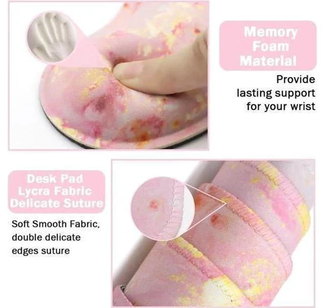 Alt view image 4 of 7 - Keyboard Mouse Pad Set Extended Mouse Pad+Keyboard Wrist Rest Support Memory Foam Ergonomic Easy Typing 3Pcs (35.4×15.7 in) Desk Pad Set for Home Office Study Game- Pink Gold Marble
