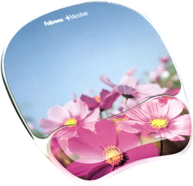 Alt view image 3 of 4 - Photo Gel Mouse Pad Wrist Rest with MICROBAN - Pink Flowers (9179001)