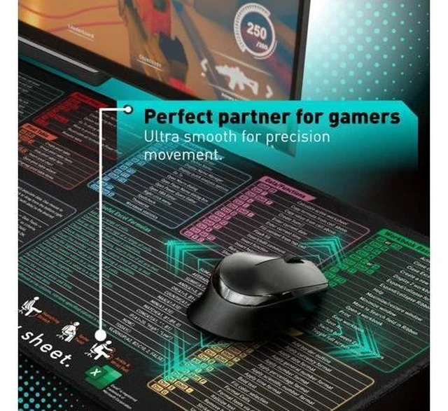Alt view image 5 of 6 - Excel Shortcut Keys Mouse Pad - Extended Large XL Cheat Sheet Gaming Mousepad | PC Office Spreadsheet Keyboard Mat | Non-Slip Stitched Edge