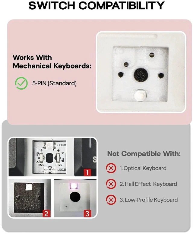 Alt view image 3 of 7 - Gaming Keyboard Switches, 35 PCS, Linear/Tactile Switch, 5-Pin Pre-Lubed Switch, Creamy Switches, Compatible with MX Keycaps for Mechanical Keyboard (Cream Marble, Linear)