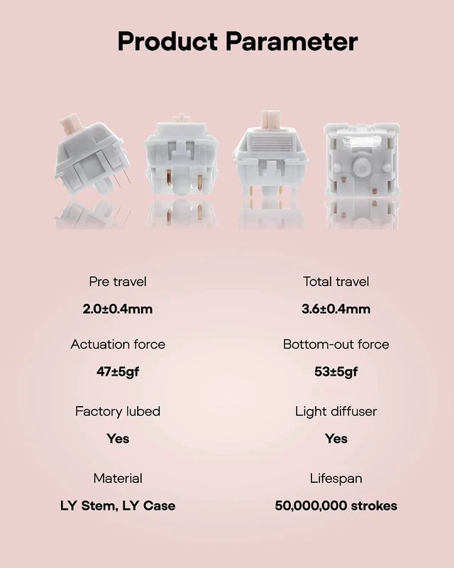 Alt view image 4 of 7 - Gaming Keyboard Switches, 35 PCS, Linear/Tactile Switch, 5-Pin Pre-Lubed Switch, Creamy Switches, Compatible with MX Keycaps for Mechanical Keyboard (Cream Marble, Linear)