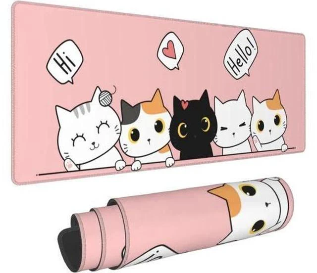 Main image of Pink Cute Kittens Cat Gaming Mouse Pad Large XL Girls Kawaii Desk Mat Long Extended Pads Big Mousepad for Home Office Decor Accessories
