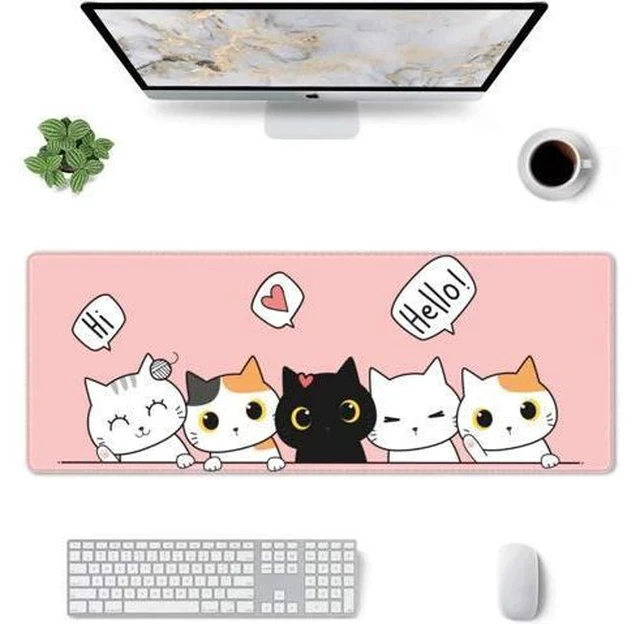 Alt view image 2 of 7 - Pink Cute Kittens Cat Gaming Mouse Pad Large XL Girls Kawaii Desk Mat Long Extended Pads Big Mousepad for Home Office Decor Accessories