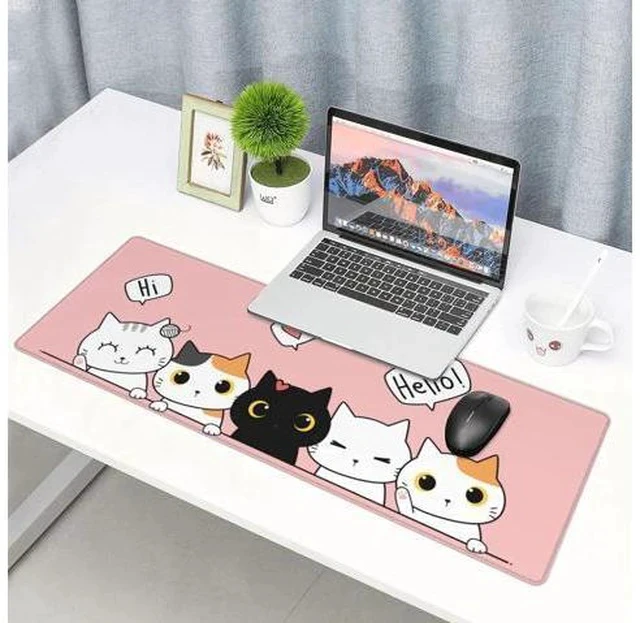 Alt view image 7 of 7 - Pink Cute Kittens Cat Gaming Mouse Pad Large XL Girls Kawaii Desk Mat Long Extended Pads Big Mousepad for Home Office Decor Accessories