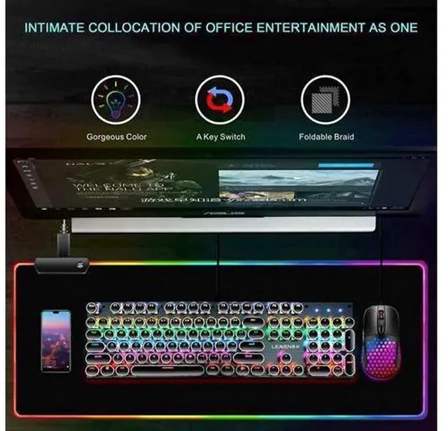 Alt view image 5 of 6 - RGB Mousepad Led Mouse Pad Large Mouse Pad Led and Big Mouse mat