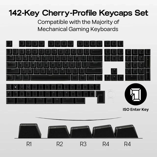 Alt view image 3 of 6 - Glintrix PBT Shine Through Keycaps, Arris & Keys Backlit, Double Shot, Cherry Profile, 60/75/96/Full Size, Custom Keyboard Keycaps Set for Mechanical Gaming Keyboard (Black)