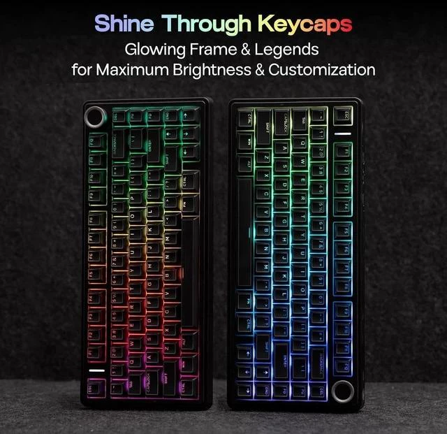 Alt view image 2 of 6 - Glintrix PBT Shine Through Keycaps, Arris & Keys Backlit, Double Shot, Cherry Profile, 60/75/96/Full Size, Custom Keyboard Keycaps Set for Mechanical Gaming Keyboard (Black)
