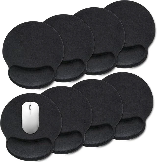 Main image of 8 Pack Ergonomic Mouse Pad with Wrist Rest Support Comfortable Mousepad with Non-Slip Base Small Memory Foam Computer Mouse Pad for Laptop Computer Gaming (Black)