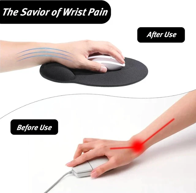 Alt view image 3 of 7 - 8 Pack Ergonomic Mouse Pad with Wrist Rest Support Comfortable Mousepad with Non-Slip Base Small Memory Foam Computer Mouse Pad for Laptop Computer Gaming (Black)