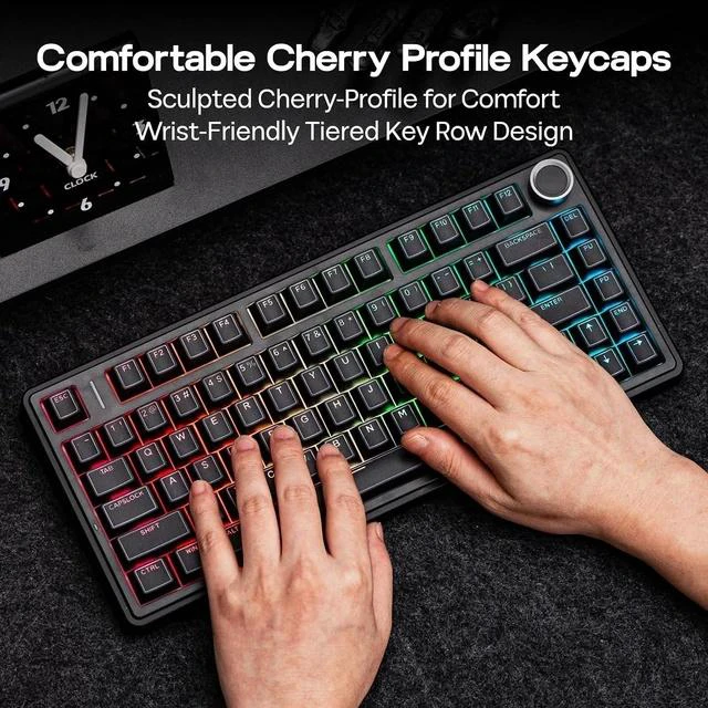 Alt view image 6 of 6 - Glintrix PBT Shine Through Keycaps, Arris & Keys Backlit, Double Shot, Cherry Profile, 60/75/96/Full Size, Custom Keyboard Keycaps Set for Mechanical Gaming Keyboard (Black)