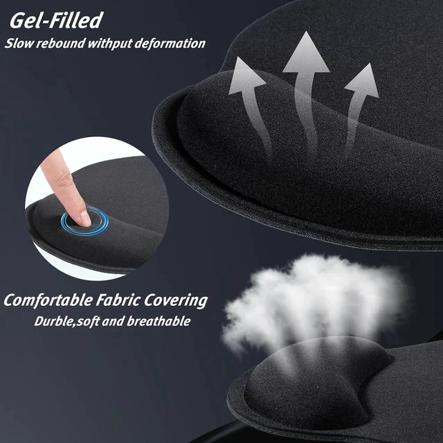 Alt view image 5 of 7 - 8 Pack Ergonomic Mouse Pad with Wrist Rest Support Comfortable Mousepad with Non-Slip Base Small Memory Foam Computer Mouse Pad for Laptop Computer Gaming (Black)