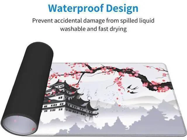 Alt view image 4 of 7 - Japanese Cherry Blossom White Gaming Mouse Pad XXL Large Gaming Laptop Anime Mouse Pad Sakura Big Desk Pads Extended PC Keyboard Waterproof and Non-Slip 31.5x11.8inches Mices Pad Japan