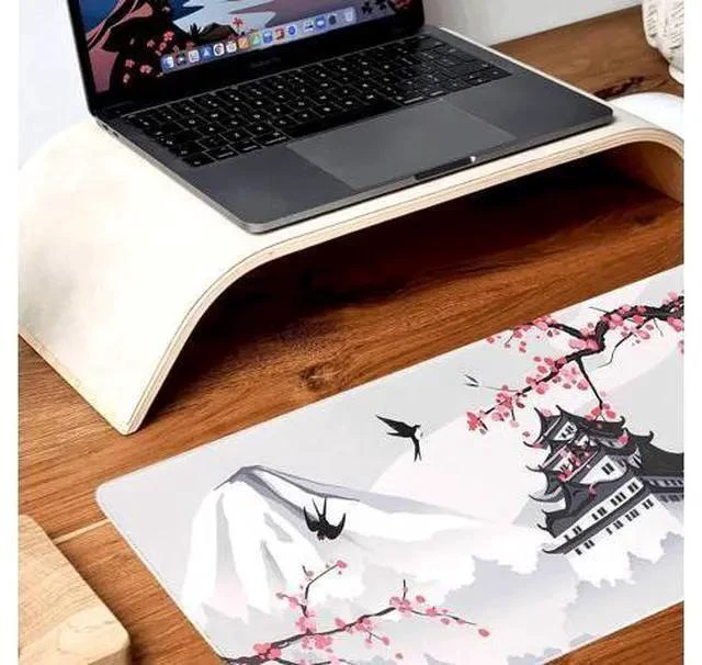 Alt view image 6 of 7 - Japanese Cherry Blossom White Gaming Mouse Pad XXL Large Gaming Laptop Anime Mouse Pad Sakura Big Desk Pads Extended PC Keyboard Waterproof and Non-Slip 31.5x11.8inches Mices Pad Japan