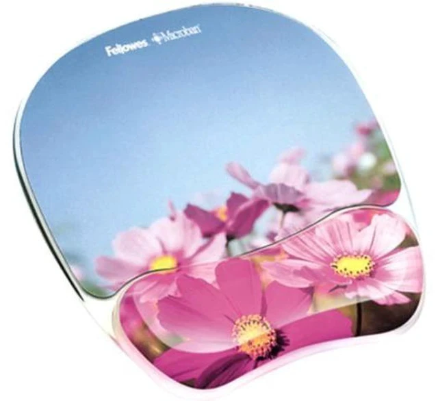 Alt view image 3 of 4 - Photo Gel Mouse Pad Wrist Rest with MICROBAN - Pink Flowers (9179001)