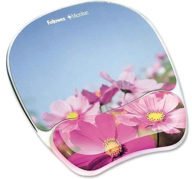 Alt view image 4 of 4 - Photo Gel Mouse Pad Wrist Rest with MICROBAN - Pink Flowers (9179001)