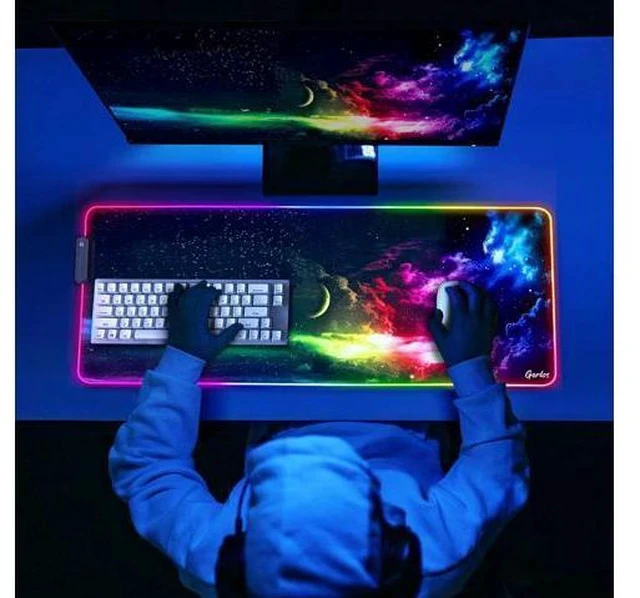 Alt view image 2 of 7 - RGB Large Gaming Mouse Pad Extended Soft LED Mouse Pad Non-Slip Rubber Base Water Resist Keyboard Pad Computer Mousepad 31.5×11.8 inches