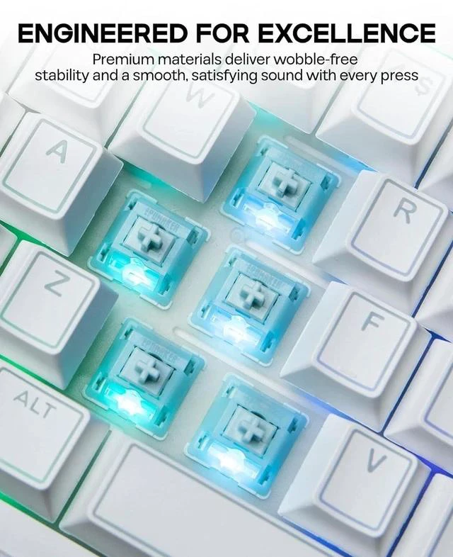 Alt view image 7 of 7 - Creamy Jade 45gf Gaming Keyboard Switches, 100 PCS Linear Switch, 5-Pin Pre-Lubed Switch, with PC/PA66 Case, POK Stem, Compatible with MX Keycaps for Mechanical Keyboard