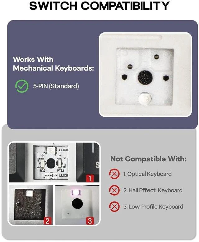 Alt view image 6 of 7 - Creamy Jade 45gf Gaming Keyboard Switches, 100 PCS Linear Switch, 5-Pin Pre-Lubed Switch, with PC/PA66 Case, POK Stem, Compatible with MX Keycaps for Mechanical Keyboard
