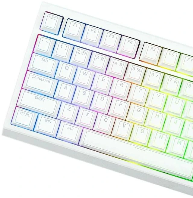 Main image of Glintrix PBT Shine Through Keycaps, Arris & Keys Backlit, Double Shot, Cherry Profile, 60/75/96/Full Size, Custom Keyboard Keycaps Set for Mechanical Gaming Keyboard (White)