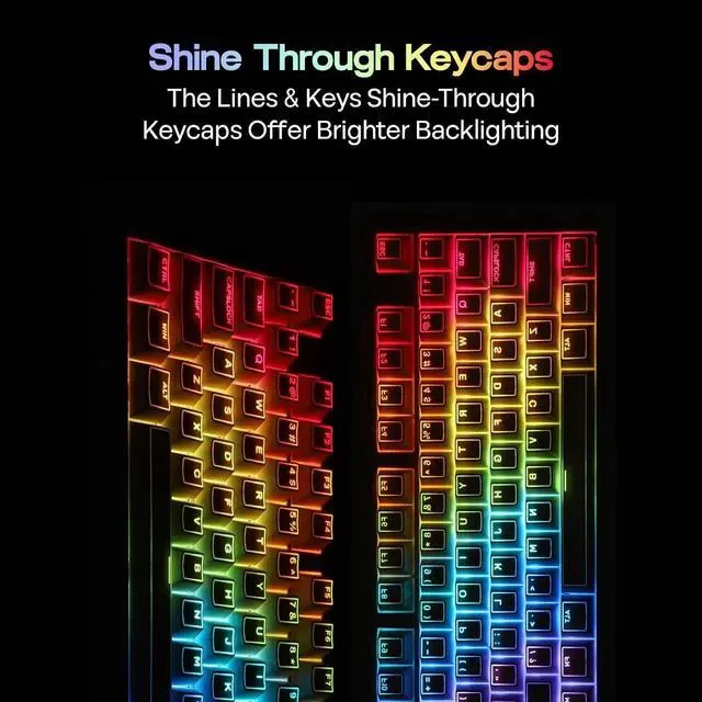Alt view image 3 of 7 - Glintrix PBT Shine Through Keycaps, Arris & Keys Backlit, Double Shot, Cherry Profile, 60/75/96/Full Size, Custom Keyboard Keycaps Set for Mechanical Gaming Keyboard (White)