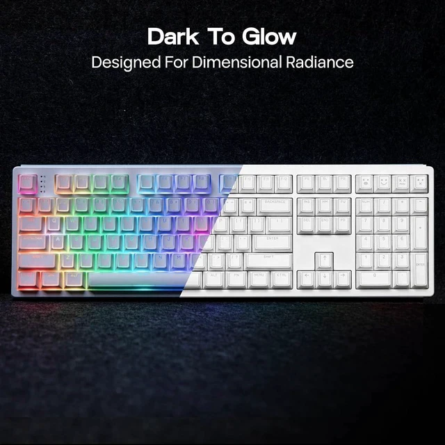 Alt view image 5 of 7 - Glintrix PBT Shine Through Keycaps, Arris & Keys Backlit, Double Shot, Cherry Profile, 60/75/96/Full Size, Custom Keyboard Keycaps Set for Mechanical Gaming Keyboard (White)