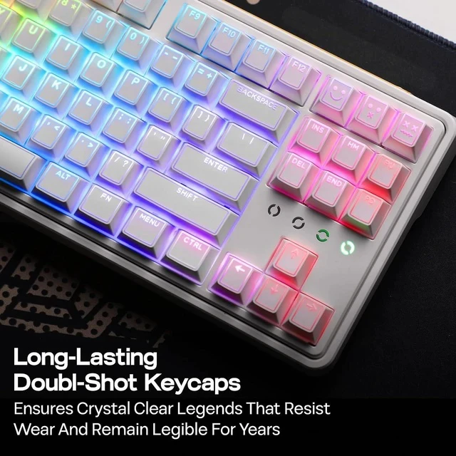 Alt view image 6 of 7 - Glintrix PBT Shine Through Keycaps, Arris & Keys Backlit, Double Shot, Cherry Profile, 60/75/96/Full Size, Custom Keyboard Keycaps Set for Mechanical Gaming Keyboard (White)