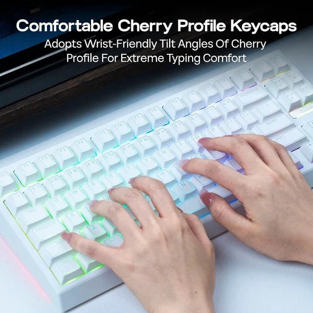Alt view image 7 of 7 - Glintrix PBT Shine Through Keycaps, Arris & Keys Backlit, Double Shot, Cherry Profile, 60/75/96/Full Size, Custom Keyboard Keycaps Set for Mechanical Gaming Keyboard (White)