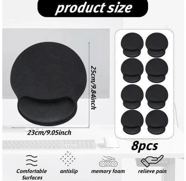 Alt view image 2 of 7 - 8 Pack Ergonomic Mouse Pad with Wrist Rest Support Comfortable Mousepad with Non-Slip Base Small Memory Foam Computer Mouse Pad for Laptop Computer Gaming (Black)