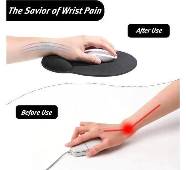 Alt view image 3 of 7 - 8 Pack Ergonomic Mouse Pad with Wrist Rest Support Comfortable Mousepad with Non-Slip Base Small Memory Foam Computer Mouse Pad for Laptop Computer Gaming (Black)