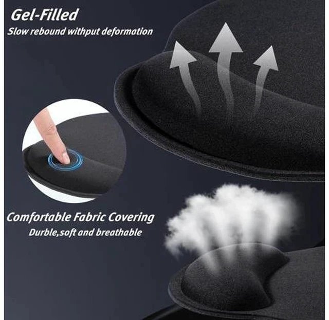 Alt view image 5 of 7 - 8 Pack Ergonomic Mouse Pad with Wrist Rest Support Comfortable Mousepad with Non-Slip Base Small Memory Foam Computer Mouse Pad for Laptop Computer Gaming (Black)