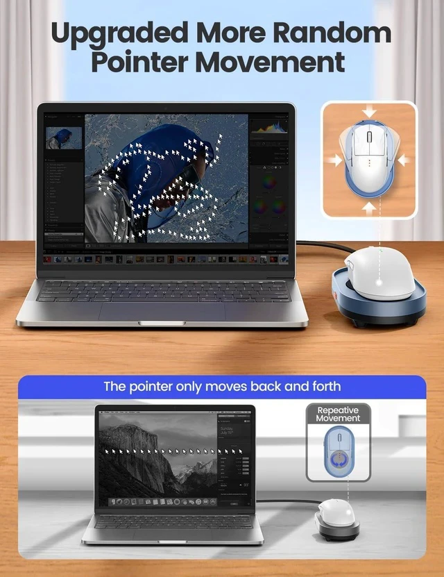 Alt view image 3 of 5 - Vaydeer Undetectable Mouse Mover, M4 Mouse Jiggler Device with ON/Off Switch, Driver-Free Shaker Wiggler Mouse Movement Simulation for Computer Awakening, Gift Ideal for Men/Women (Light Purple)