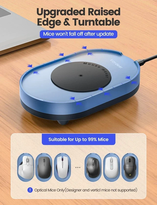 Alt view image 4 of 5 - Vaydeer Undetectable Mouse Mover, M4 Mouse Jiggler Device with ON/Off Switch, Driver-Free Shaker Wiggler Mouse Movement Simulation for Computer Awakening, Gift Ideal for Men/Women (Light Purple)
