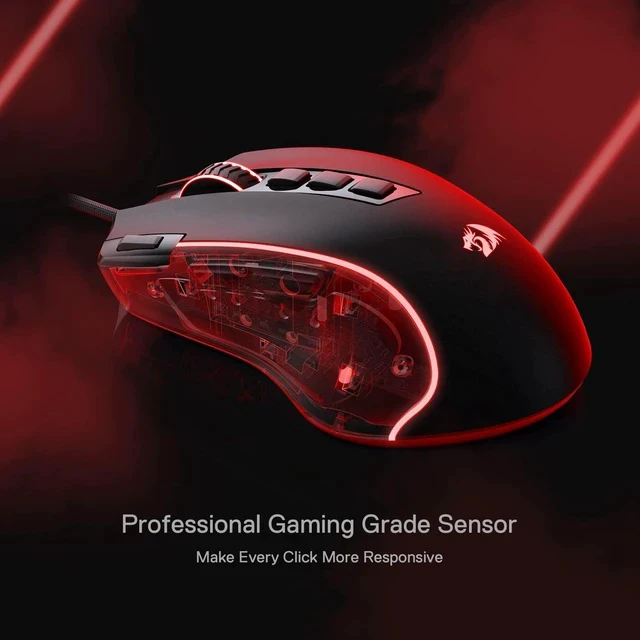 Alt view image 4 of 7 - M612 Predator RGB Gaming Mouse, 8000 DPI Wired Optical Mouse with 11 Programmable Buttons & 5 Backlit Modes, Software Supports DIY Keybinds Rapid Fire Button