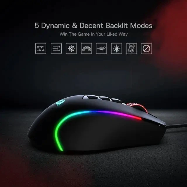 Alt view image 7 of 7 - M612 Predator RGB Gaming Mouse, 8000 DPI Wired Optical Mouse with 11 Programmable Buttons & 5 Backlit Modes, Software Supports DIY Keybinds Rapid Fire Button