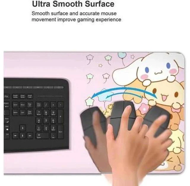 Alt view image 4 of 5 - Kawaii Large Pink Mouse Pads with Design Novelty Anime Keyboard Pad Non-Slip Extended Full Desk Cute Keyboard Mat Waterproof XXL Mousepad for Girl Gift Notebook Office Pad Computer 15.7x35.4In