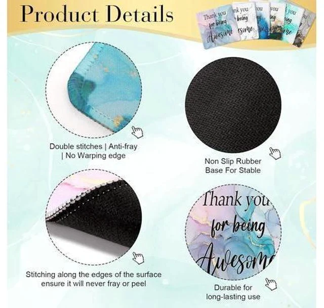 Alt view image 3 of 6 - 12 Pcs Employee Appreciation Gift Bulk Mouse Pad Thank You for Being Awesome Gifts Non Slip Laptop Computer Marble Mouse Pad Thank You Gifts for Coworkers Employee Office Supplies