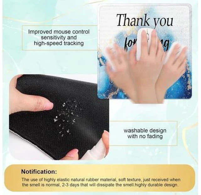 Alt view image 4 of 6 - 12 Pcs Employee Appreciation Gift Bulk Mouse Pad Thank You for Being Awesome Gifts Non Slip Laptop Computer Marble Mouse Pad Thank You Gifts for Coworkers Employee Office Supplies