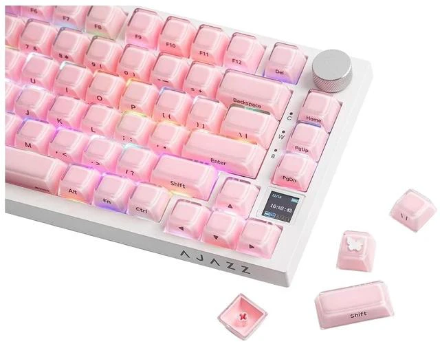 Main image of Lusterfly Jelly Keycaps Set - 123 Keys Double-Shot Laser Engraved, MDA Profile, ABS+PC, Non-Shine-Through, MX-Compatible for 61/68/84/87/98/100/104-Key Mechanical Keyboard (Pink)