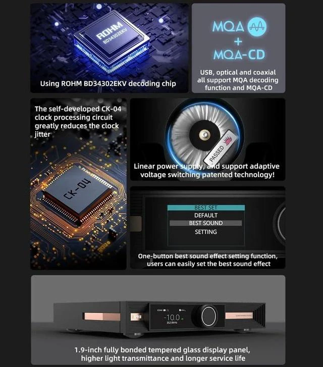 Main image of SMSL V.M.V D2R MK2 (Upgraded) Hi-Res USB DAC, ROHM BD34302EKV Chip XMOS XU316 DSD512 PCM 32bit/768kHz, Desktop Audio Decoder, Bluetooth 5.4 LDAC, MQA/MQA-CD Full Decoding, with Remote Control